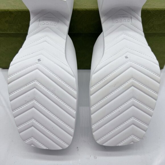 Gucci Logo Rubber Platform Heel Clogs Mules Slip On 725899 White Wms EU 39 US 9 - Picture 12 of 13